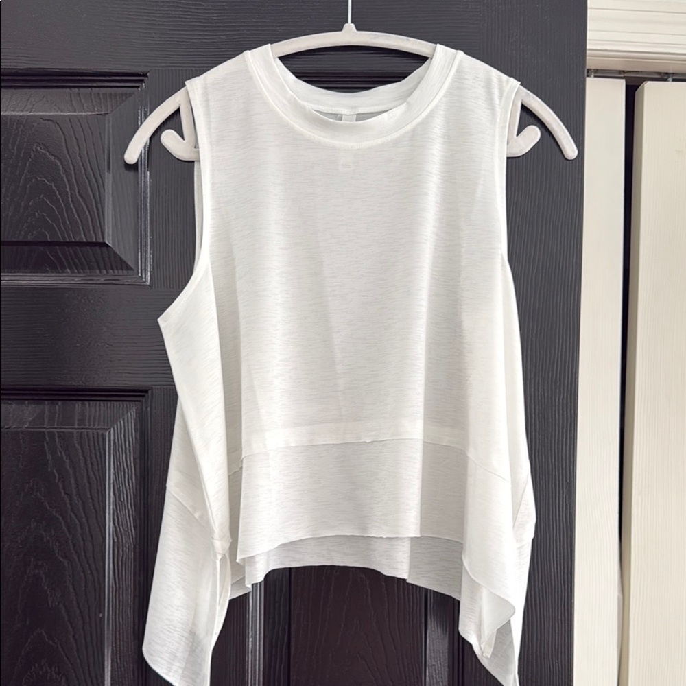 Zenana Outfitters White Asymmetrical Tank Top